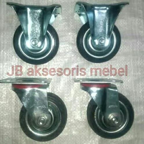 Roda Caster Karet 4" / Roda Etalase Lemari / Roda Gerobak Troly Troli