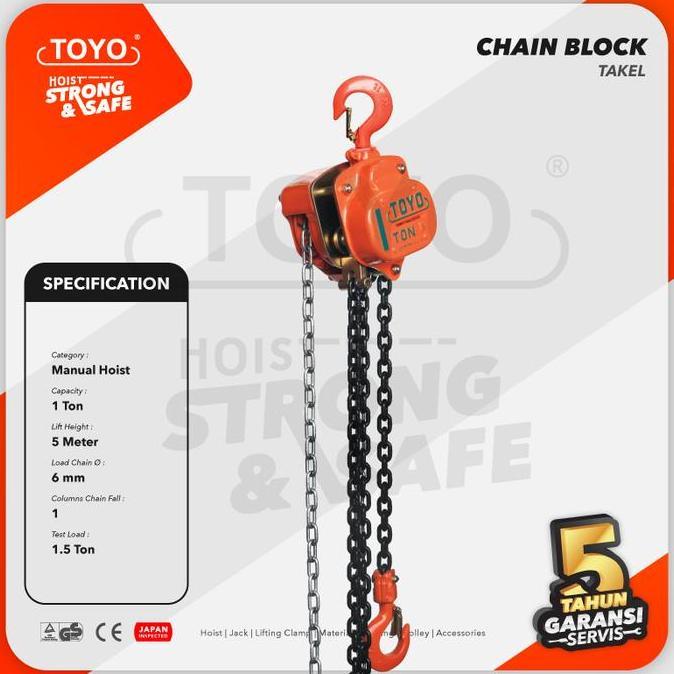Chain Block / Takel 1 Ton X 5 Meter Toyo