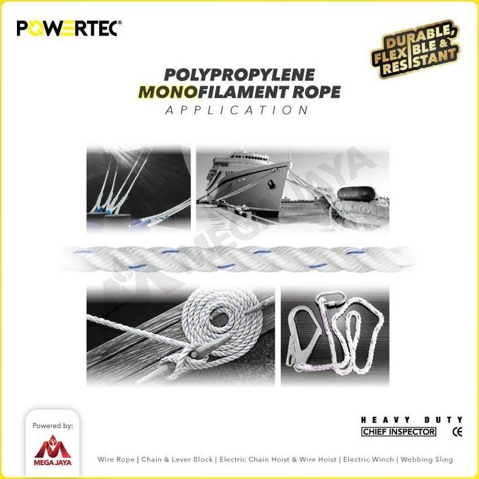 Powertec Tali Tambang Pp 24Mm X 200M Polypropylene Pp Mono Rope