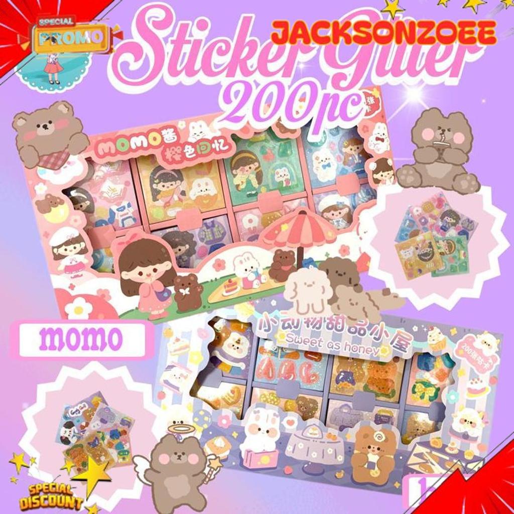 Ready 200 Lembar Sticker Box Pvc Jumbo Size/200 Pet Stiker Gambar Kartun Diy Sticker Set 200 Lembar 