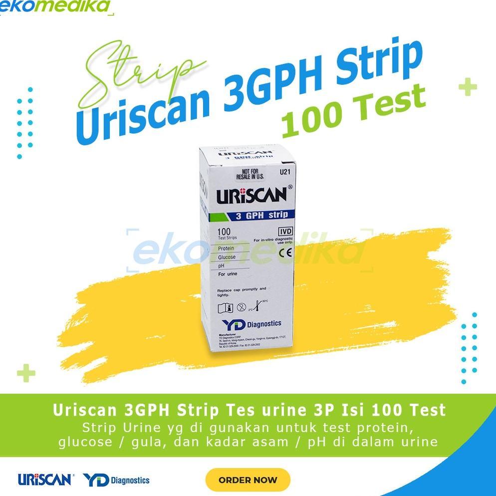 Urine Strip URISCAN 3 Parameter Strip Tes urine 3P (Protein, Glucose, pH) Uriscan 3GPH