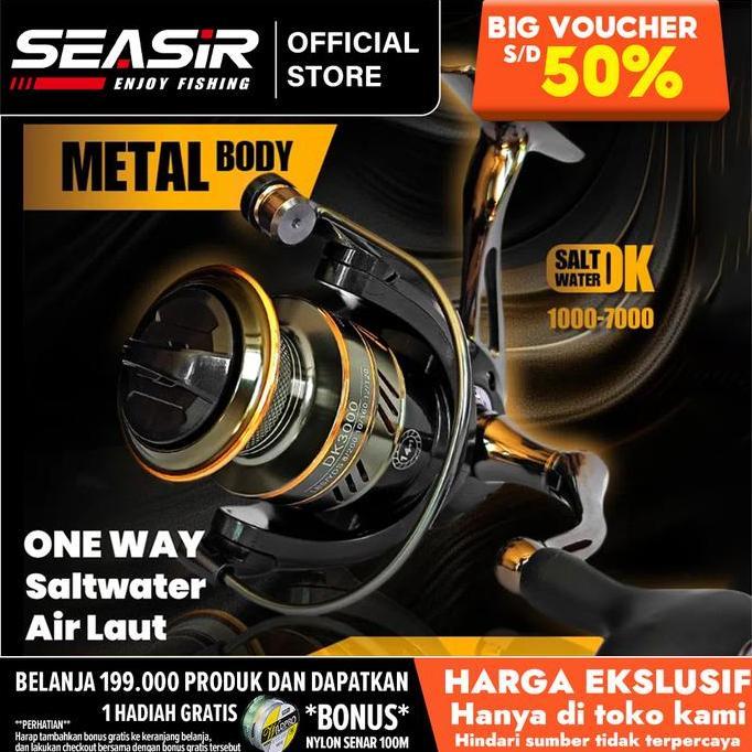 RyobiSeasir x SeaHunter DK1000-7000 Reel Pancing Full Besi Semua Logam Memutar Gulungan Pancing 1000