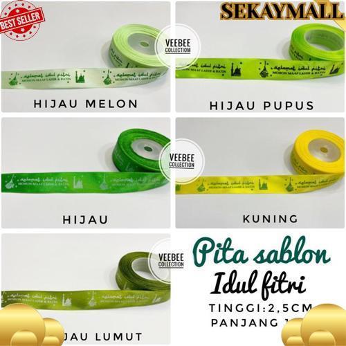 Gradeori Pita Roll Sablon 20 Yard Idul Fitri Lebaran Eid Mubarak/ Pita Kain Hias Hamper