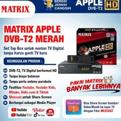 New- SET TOP BOX STB TV DIGITAL DVBT2 MATRIX APPLE MERAH VARIAN