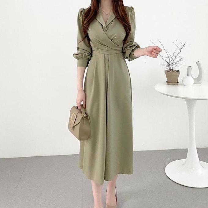 D1000 ZICO KOREAN STYLE VINTAGE MIDI DRESS POLOS HIJAB BUSUI CASUAL RETRO