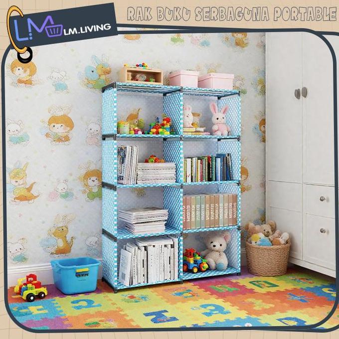 LM Rak Buku Minimalis & Rak Penyimpanan Serbaguna Rak 5 Susun Anti Debu dengan Penutup untuk Ruang K