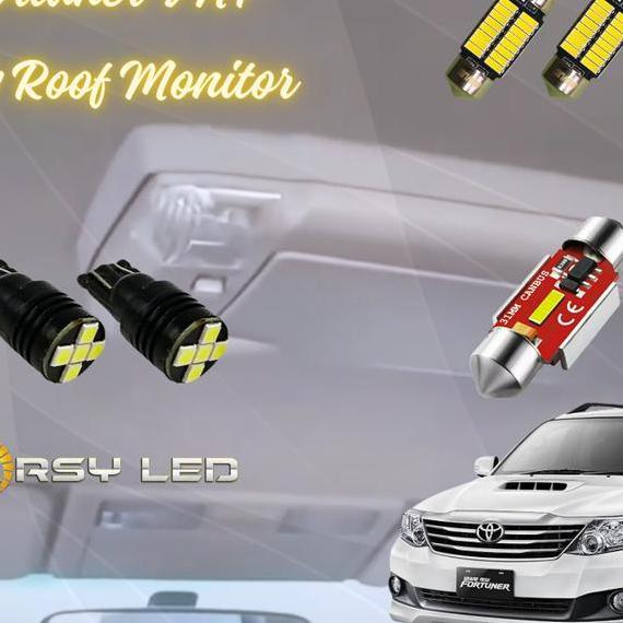 ARSYLED LAMPU LED PLAFON KABIN MOBIL FORTUNER VNT 2012 2015 ISI 5 BUAH TV MONITOR XTRIME BRHT CAR