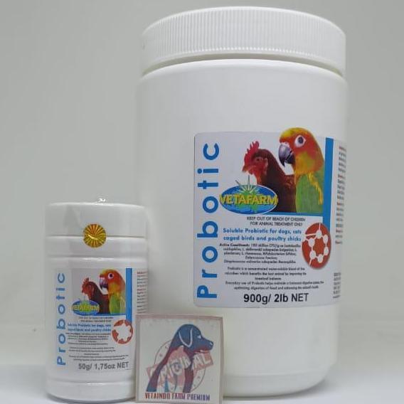 VETAFARM PROBIOTIK 50GR VITAMIN BURUNG MACAW MURAI AYAM CUCAK IMPORT AME