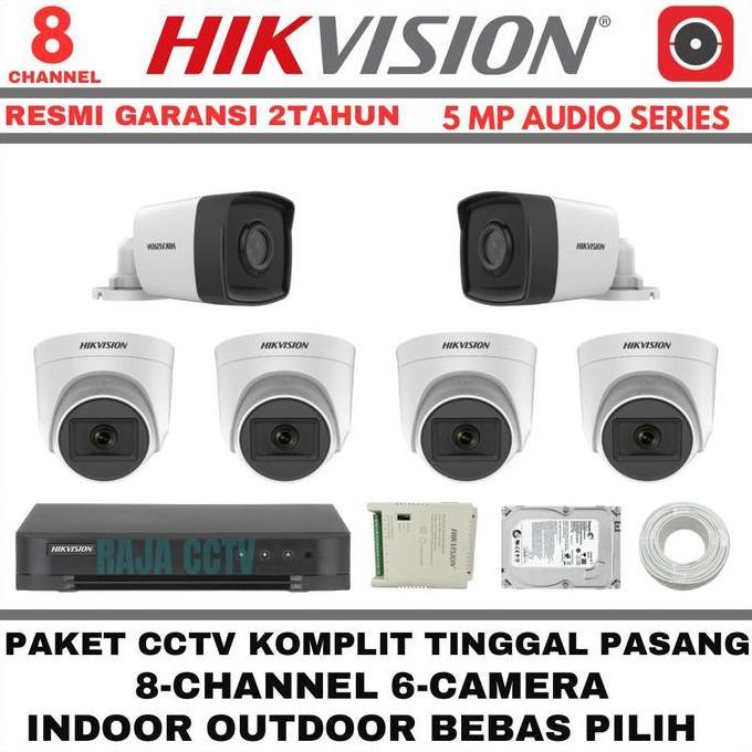 Terlaris Paket Cctv Hikvision 5Mp 8 Channel 6 Camera Turbo Hd Kamera Cctv Audio Bisa Rekam Video Dan