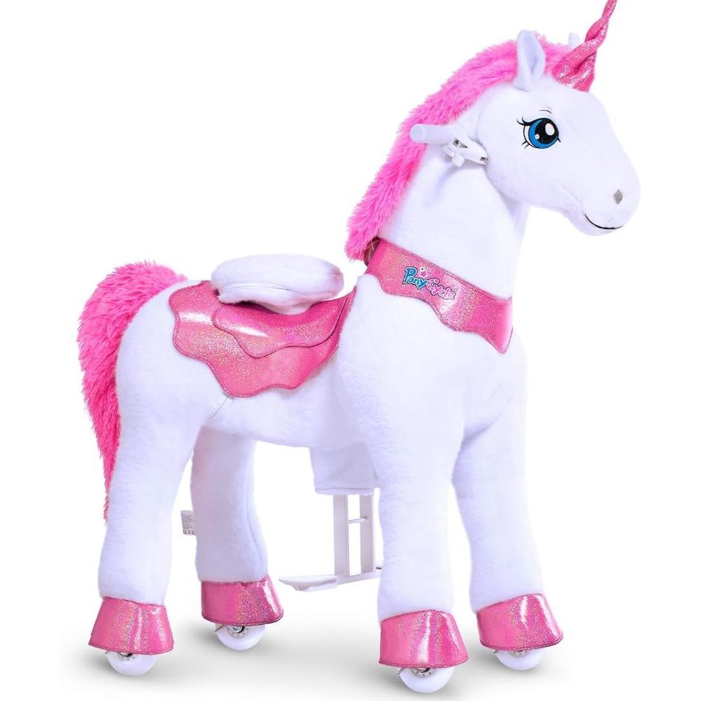 PonyCycle Ride on Unicorn Toys for Girls Pony Riding Pink Unicorn Rocking Horse