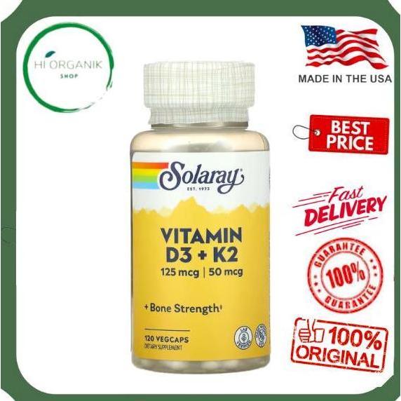 Solaray Vitamin D3 + K2 Soy Free 5000 Iu 120 Vegcaps Original