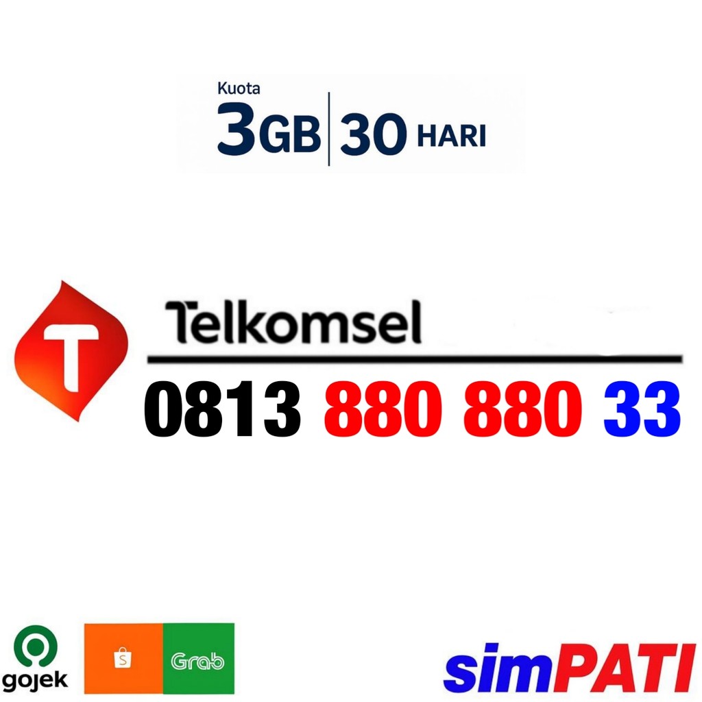 INCLUDE KOUTA 3GB -  Kartu Perdana Nomor Cantik Telkomsel Simpati - O813 880 880 33