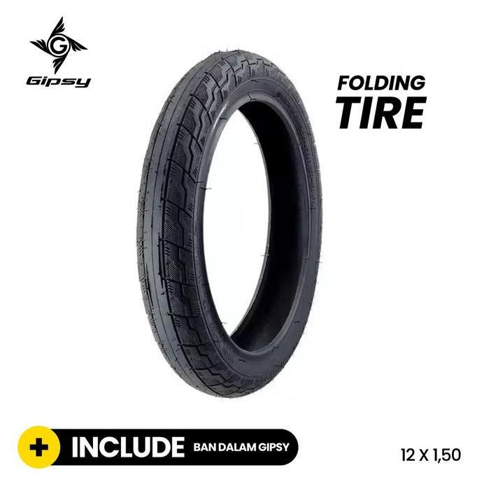 Gipsy Gs-1010 Folding Tyre For Kid Balance Push Bike 12 X 1.50 - Ban Push Bike - Black