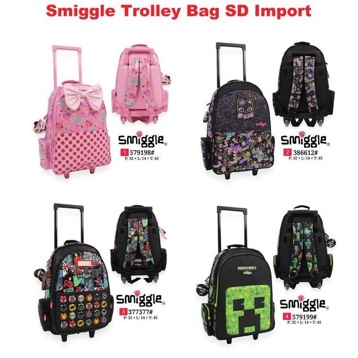 New- Smiggle Backpack Trolley SD Unicorn Tas Troli Dorong mini minecraft