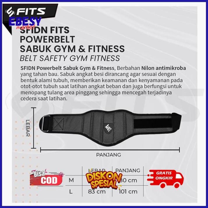 hj-64 FITS Powerbelt Sabuk Gym Fitness Belt Safety Gym Fitness Original