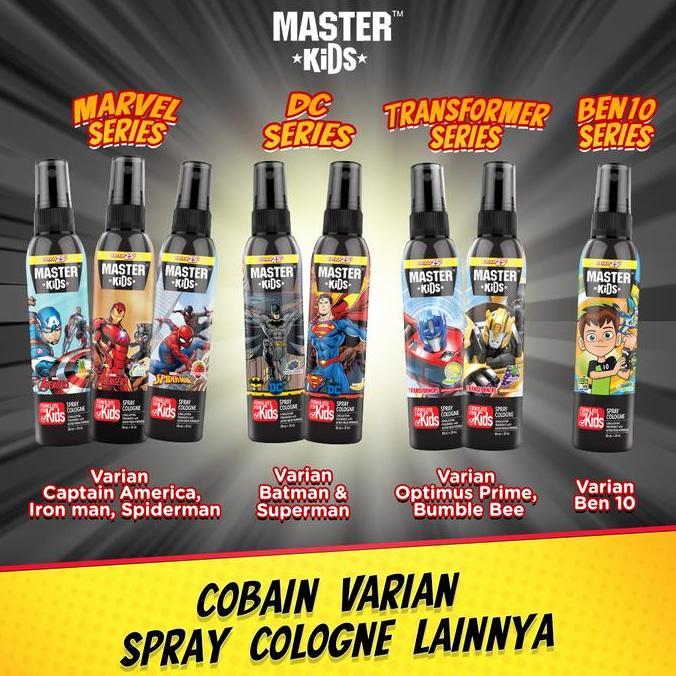 New- Master Kids Spray Cologne Parfum Varian Spiderman /Batman /Iron Man /C