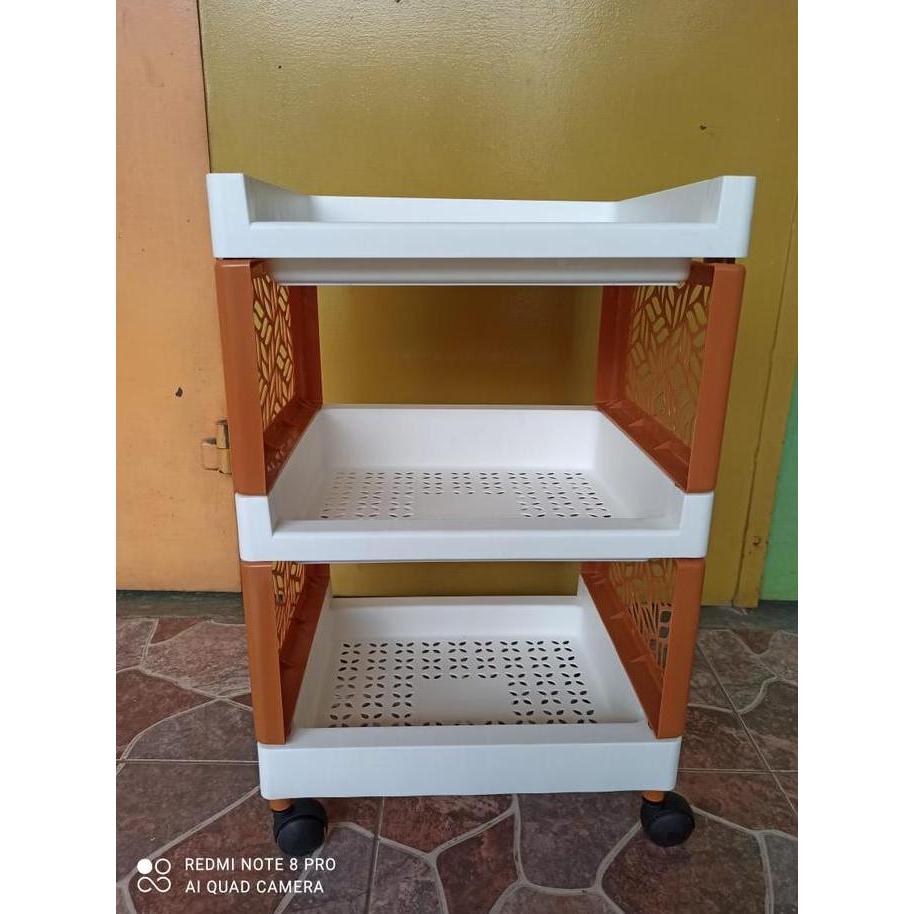 Rak Plastik Susun 3 Multifungsi Serbaguna Roda