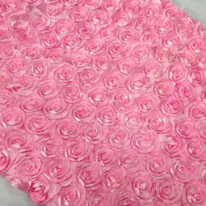 :>:>:>:>] Kain Backdrop Taplak Meja Satin Rosette Decoration Cloth - Pink