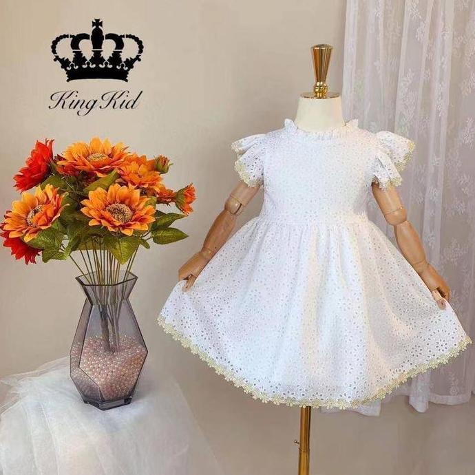 New- Dress Anak warna Putih Bersih KING KIDS umur 2 - 8 Tahun PREMIUM.