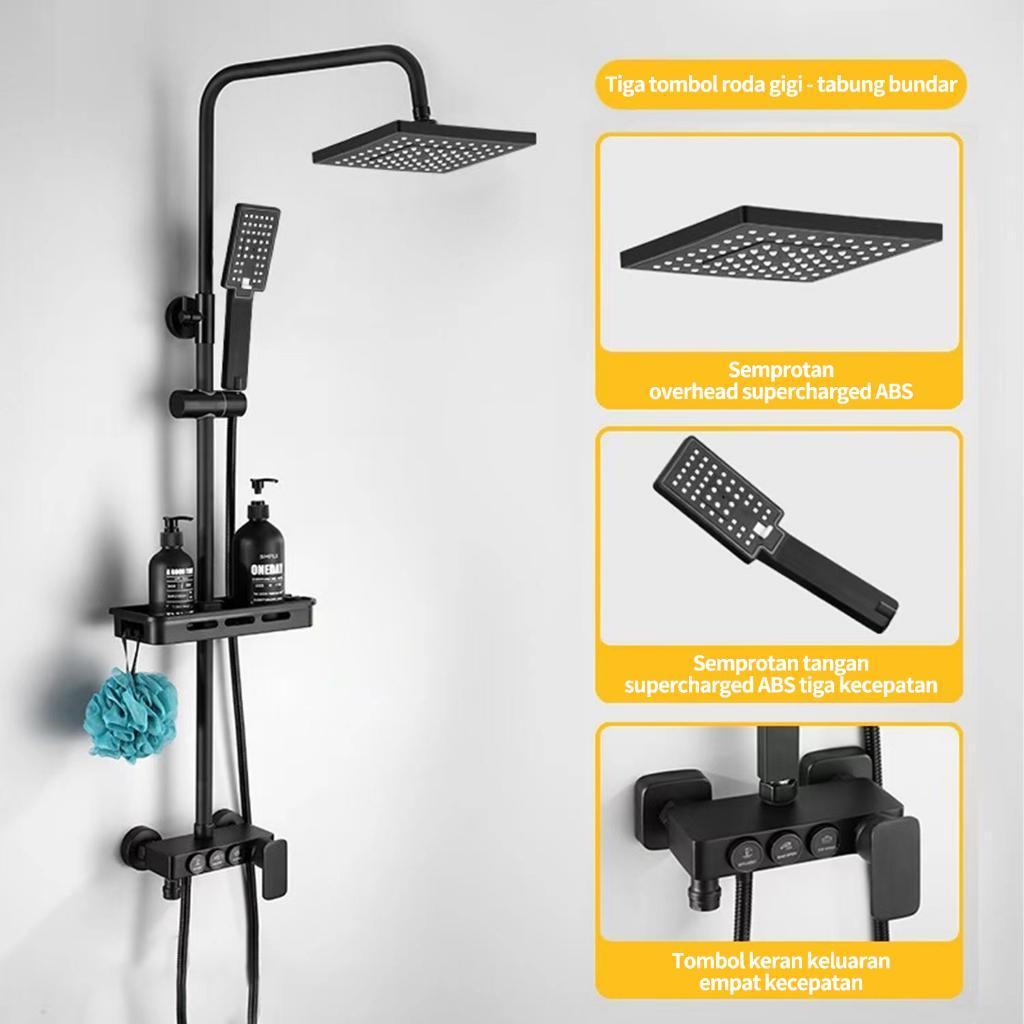 Panas Dan Dingin Set Kamar Mandi Besi Tahan Karat / Black Gold 4 Dalam 1 Shower Kamar Mandi Panas Di