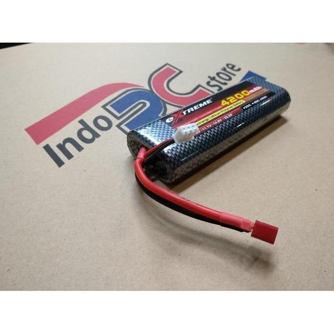 Baterai Lipo Extreme 4200Mah 7.4V 2S 30C Deans Plug Round Case