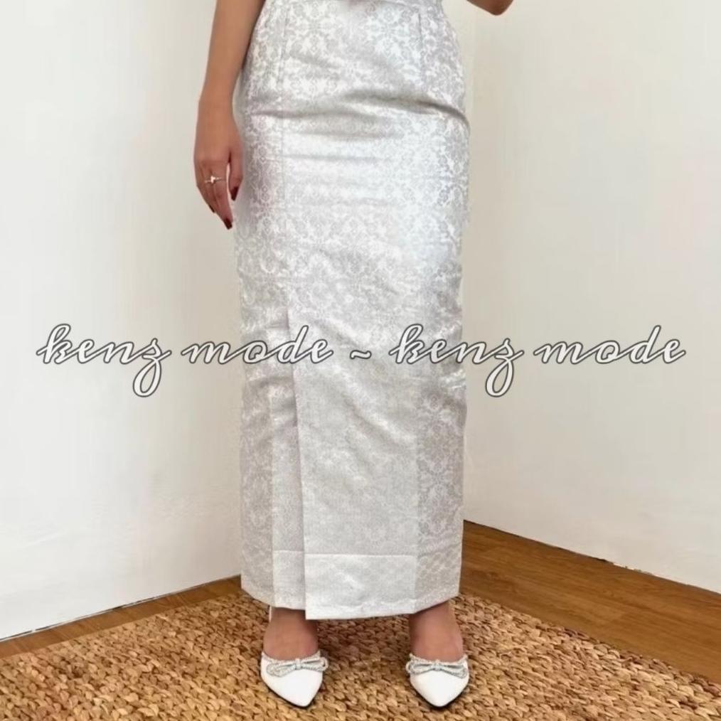 kenz.mode - Rok Songket Span Jadi Karet Kiri Kanan Resleting Belakang || Rok Span Songket Semi Palem