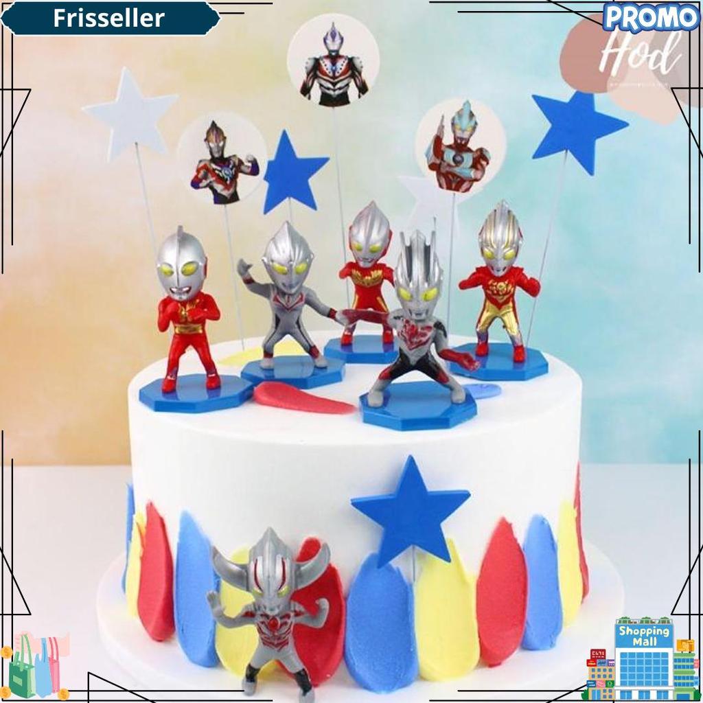 Teratas 6Pcs / Set Mainan Action Figure Ultraman Ukuran 7Cm / 1 Pc Big Head Ultraman Cute Dekorasi H