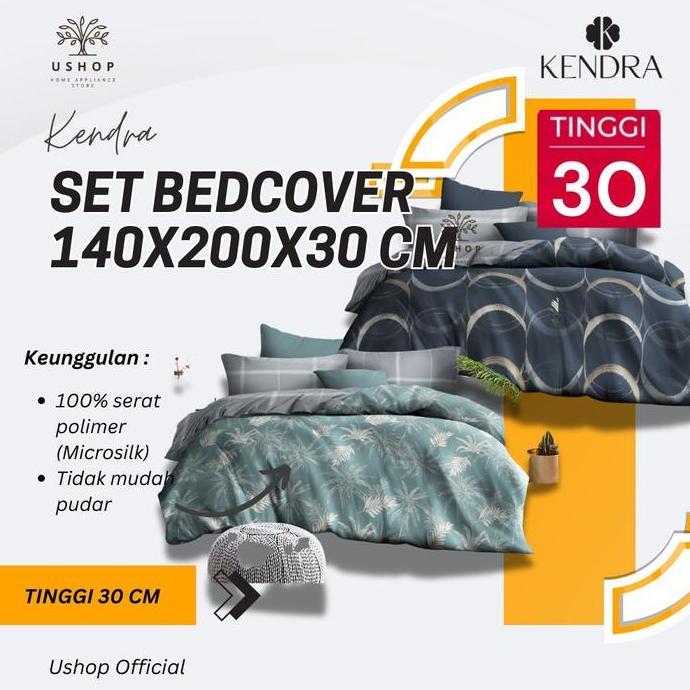 TERBARU - USHOP Kendra Set Bedcover 140x200 Tinggi 30 Cm Bahan Microtex Disperse Halus Lembut Anti L