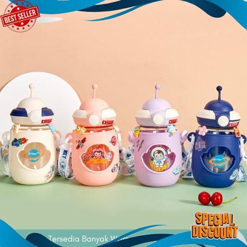 Grosir Either.Id - Botol Minum Anak Bpa Free 600Ml Dengan Sedotan +Tali Free Stiker 2D + 3D Tumbler 