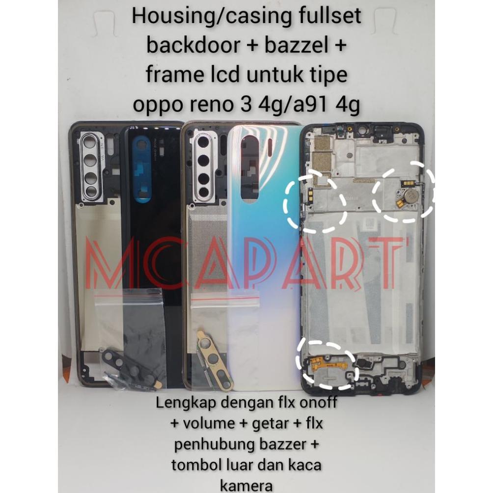 HOUSING/CASING FULLSET BACKDOOR + BAZZEL + FRAME LCD OPPO RENO 3 4G(LENGKAP ADA FLX ONOFF + VOLUME +