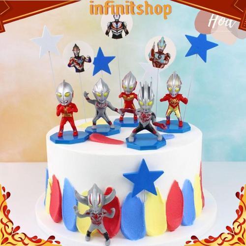 Sale 6Pcs / Set Mainan Action Figure Ultraman Ukuran 7Cm / 1 Pc Big Head Ultraman Cute Dekorasi Hias