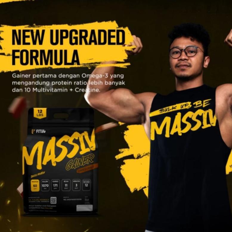 Fitlife Massiv Gainer 12 Lbs Susu Penambah Berat Badan Tinggi Kalori & Protein Original
