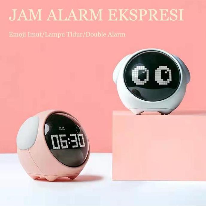 Jam Alarm Emoji Lucu Ekspresi Imut Lampu Tidur Jam Weker Hadiah Pacar Kado Anak Lucu Plastic