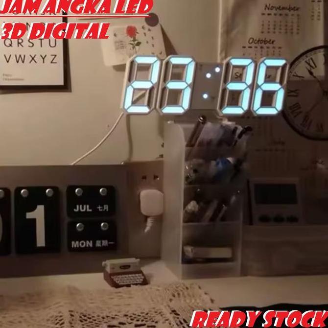 Jam Led Digital Alarm Clock 3D Jam Weker Meja Dinding Led Digital 3D