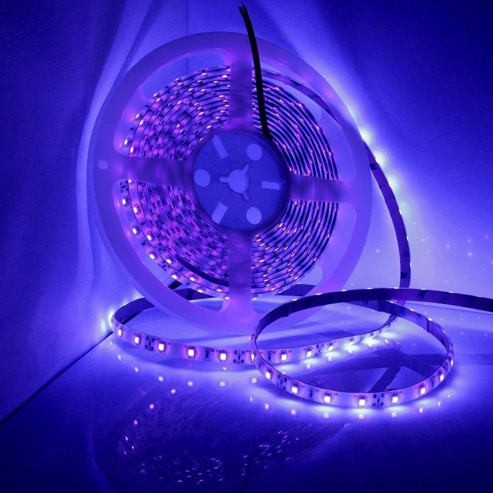 UV Led Strip Ultraviolet 395-405nm 12V Led Strip Cahaya Hitam 5050 2835 SMD 60led / m 120led / m Tap