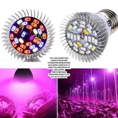 V161 ORI ALUMUNIUM OGROW UV ULTRAVIOLET LIGHT LED FITTING E27 18 WATT W WAT LAMPU LAMP TANAMAN TUMBU