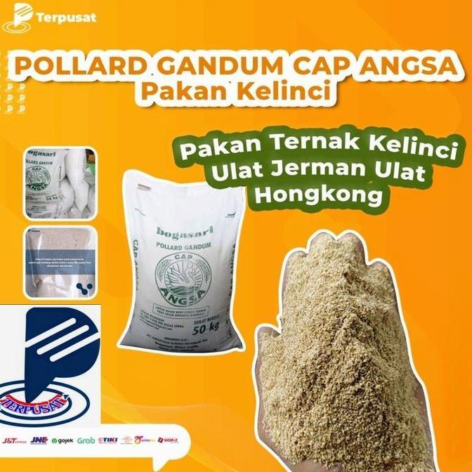 Ready stock Per 50Kg/Per Sak - Pollard Gandum Cap Angsa Pakan Hewan Ternak Unggas Ruminansia kirim s