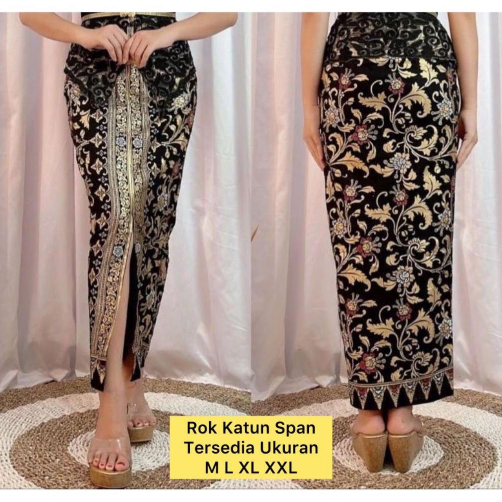 Rok Span Pramugari Rok Prada Raja Gold Hitam Stretch Rok Batik Ukir Belah Depan Rok Span Katun Prada