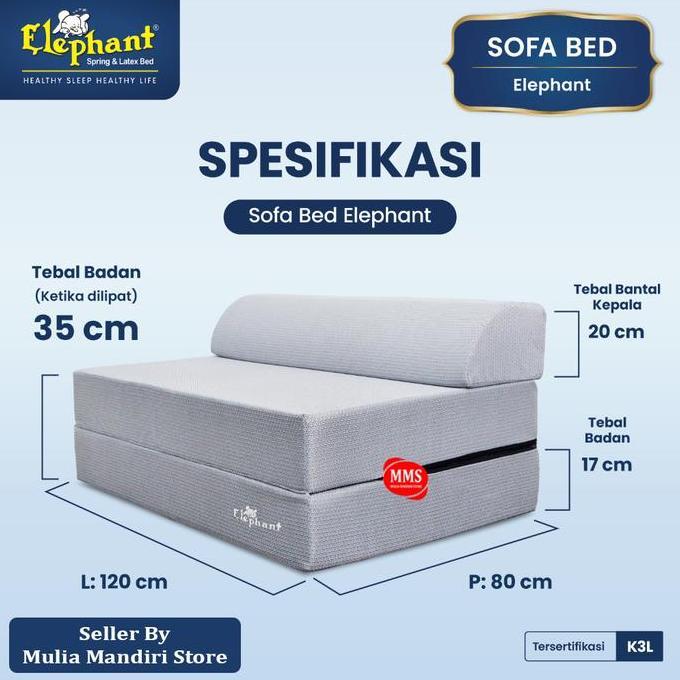 Elephant Kasur Lantai Lipat Trifold Sofabed / Sofa Bed Kasur / Sofa Tidur Lipat CO