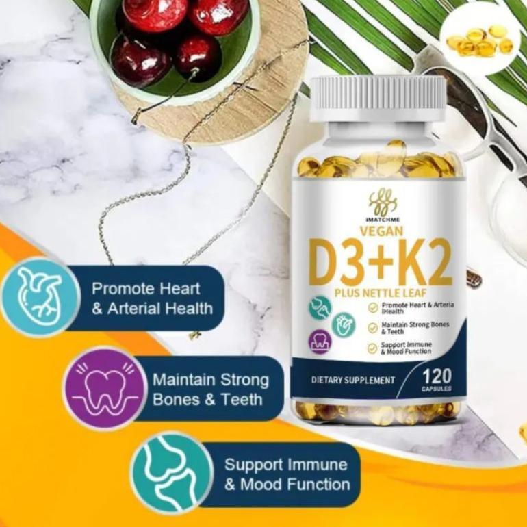 Premium Organic Vitamin D3 5000 Iu + K2 100Mcg 120 Softgel Vit D3K2 5000Iu Original