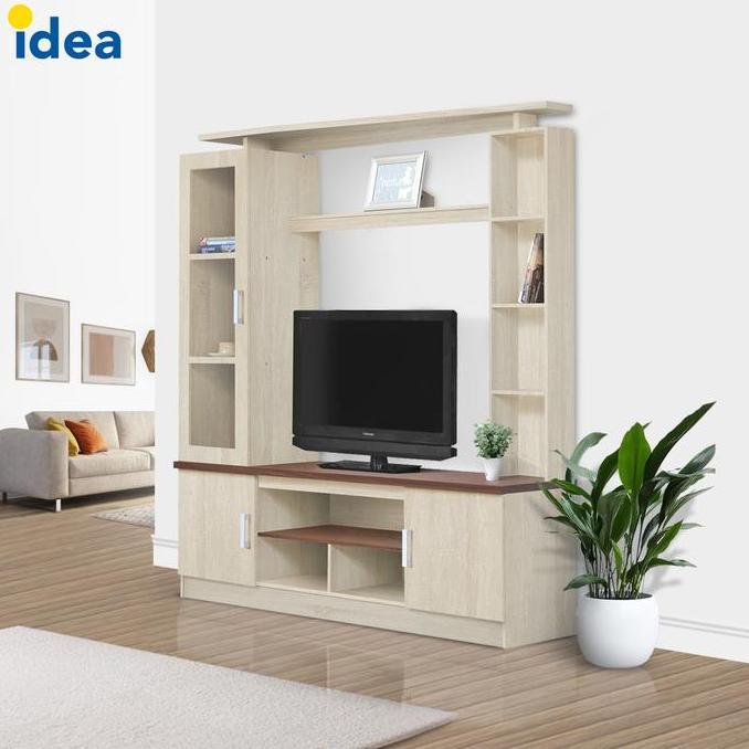 IDEA BROOKLYN Rak TV Meja TV Lemari Pajangan Buffet TV Minimalis Kayu Putih Besar Modern Minimalis C
