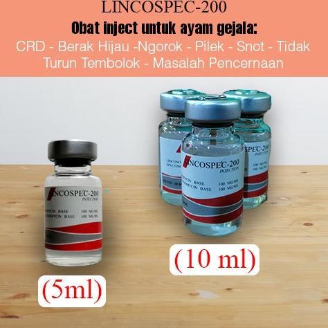 100% Ori Lincospec - 200  (Repack) Obat Inject Ayam Flu Snot Crd Ngorok 5 & 10Ml - Terbaru
