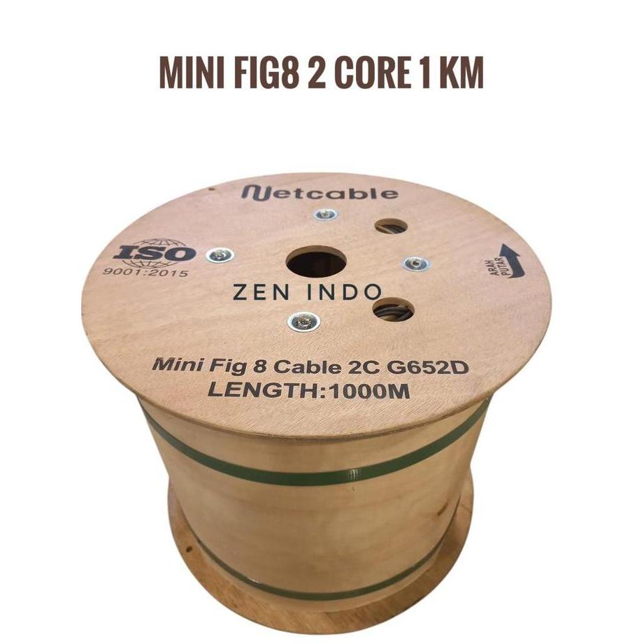 Kabel Fiber Optik FO Mini FIG8 Fig 8 Panjang 1000M 1KM 2 CORE 4 CORE 6 CORE NETCABLE