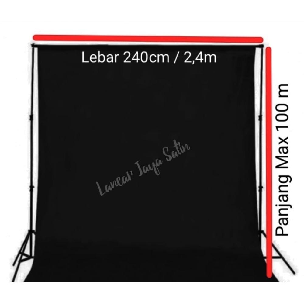 Kain Hitam Meteran Lebar 240 cm / Kain Background Foto / Kain Penutup Etalase dan Booth / Kain Dekor