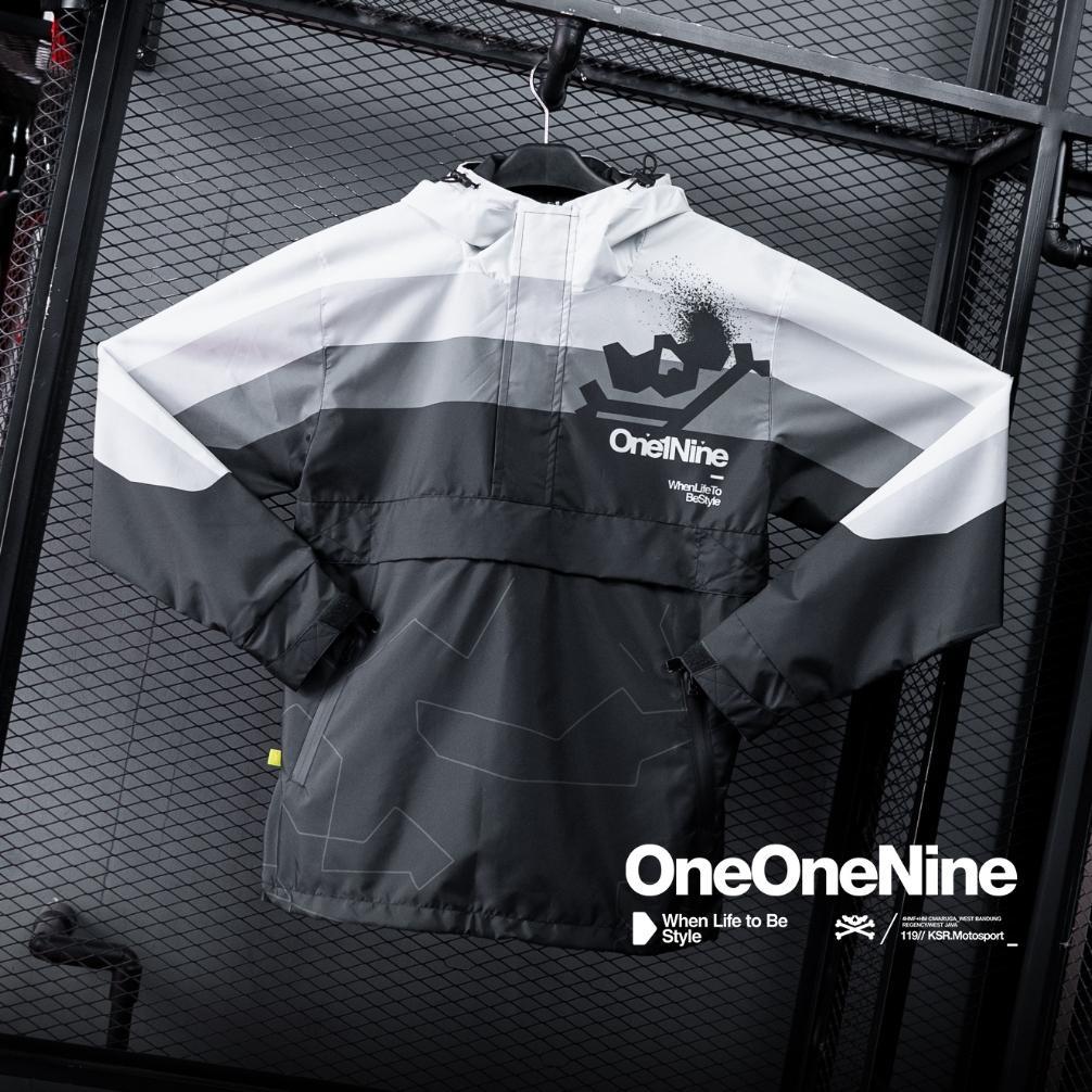 Oneonenine Ksr Jaket Big Pocket Flex White - Jaket Motor Sport Camo Polyester Waterproof