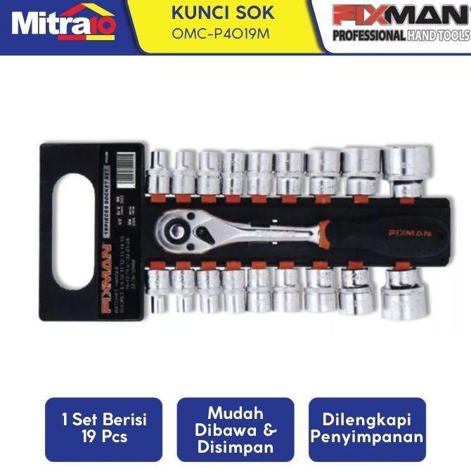 Promo Set Socket Ratchet 19 Pcs - Tool Kit, Portable - Fixman Diskon