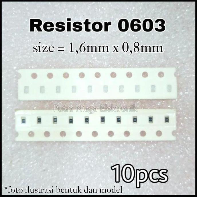 Murah (10pcs) Resistor 0603 200K Tahanan 200Kohm 200K 200000 ohm size 1,6mm x 0,8mm Marking: 204 put