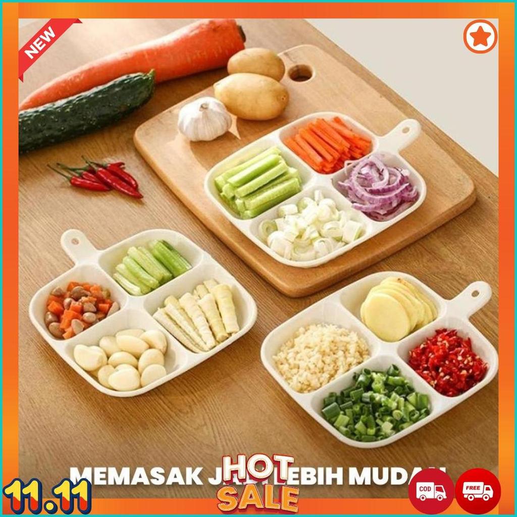 Ikiloshop Piring Bumbu Masak 4 Sekat Piring Wadah Saos Bumbu Racik Food Preparation Plate Cod [H3]