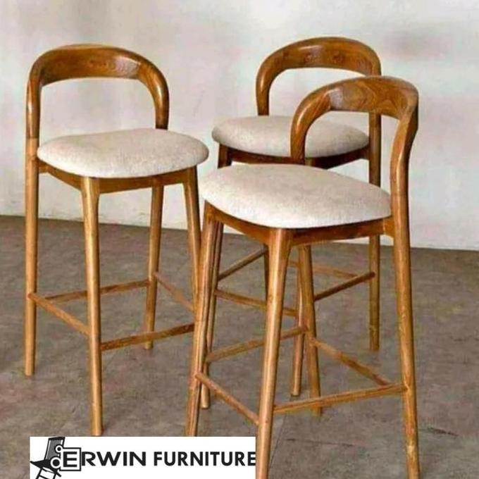 Terlaris Promo Kursi Bar Jati Minimalis- Kursi Bar Cafe - Kursi Bar Stol Kichen Dapur- Kursi Bar Kic