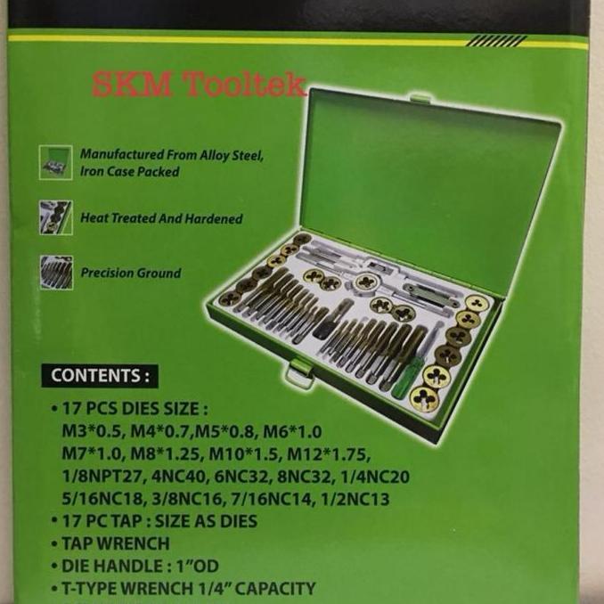 Promo Tap & Dies Set 40Pcs Tekiro / Alat Tap & Snai Set 40Pcs Tekiro Diskon